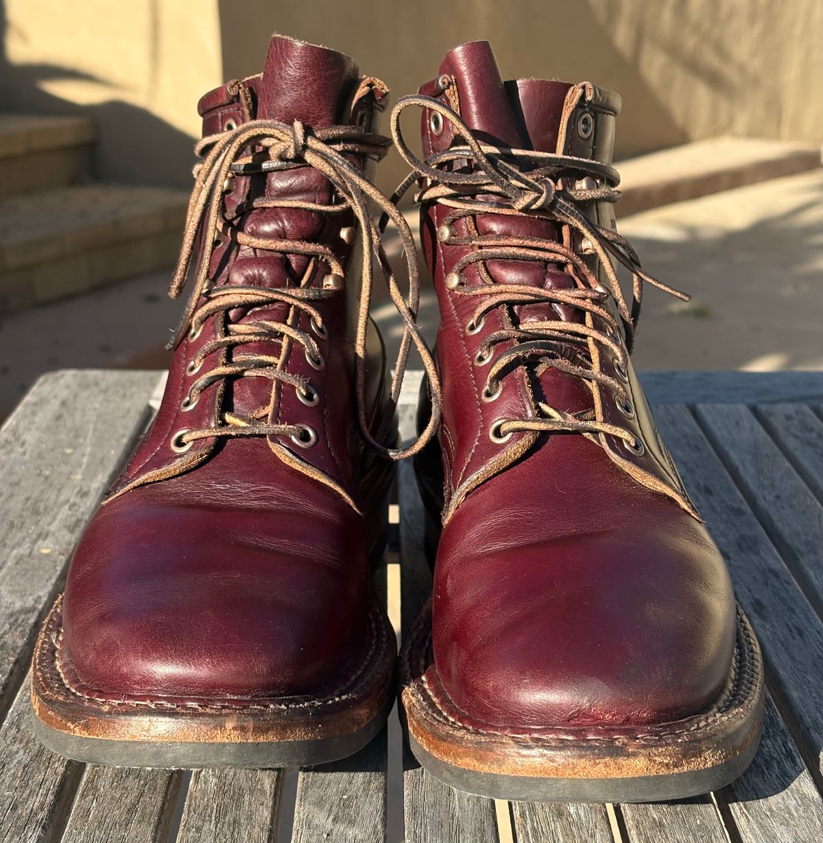 Photo by Sheparza on February 3, 2026 of the White's 350 Cruiser in Horween Burgundy Chromexcel.