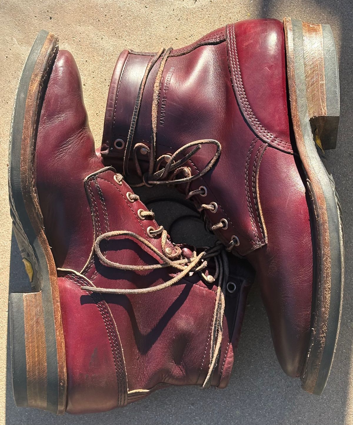 Photo by Sheparza on February 3, 2026 of the White's 350 Cruiser in Horween Burgundy Chromexcel.