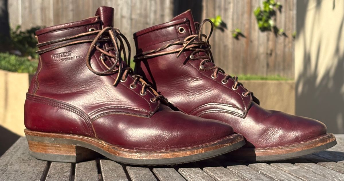 Photo by Sheparza on February 3, 2026 of the White's 350 Cruiser in Horween Burgundy Chromexcel.