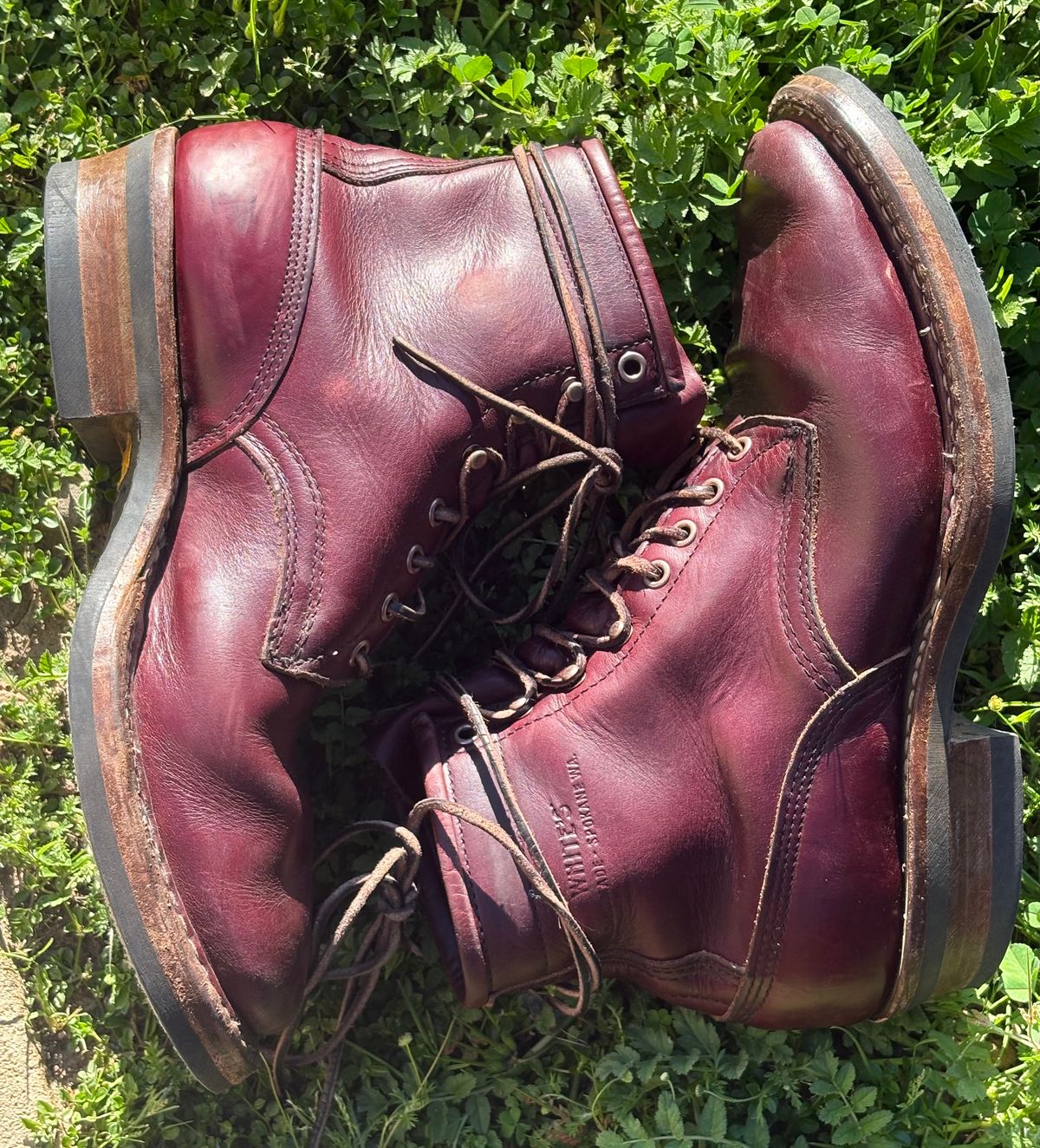 Photo by Sheparza on March 5, 2026 of the White's 350 Cruiser in Horween Burgundy Chromexcel.