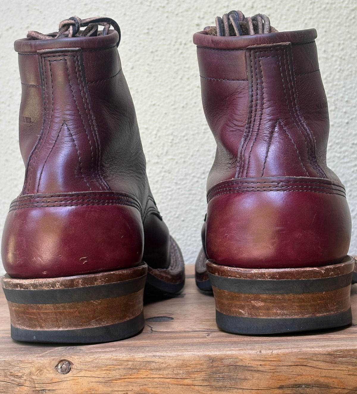 Photo by Sheparza on April 5, 2026 of the White's 350 Cruiser in Horween Burgundy Chromexcel.