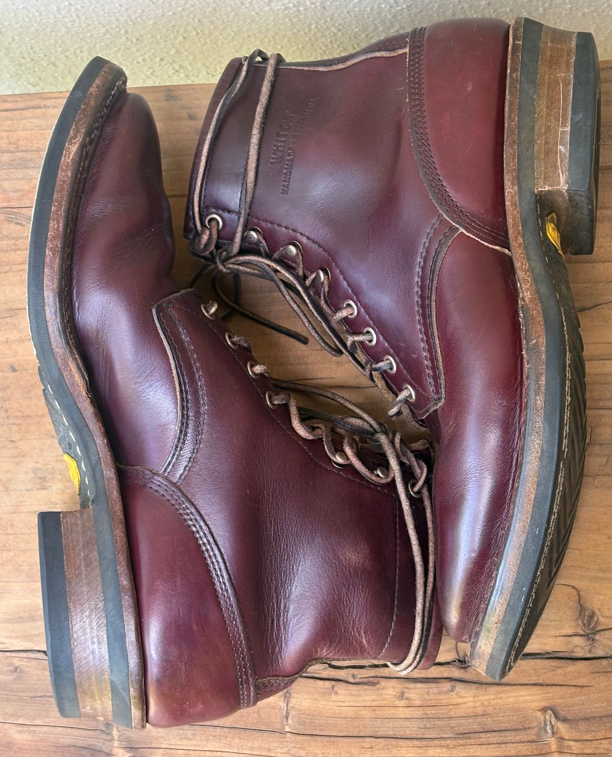 Photo by Sheparza on April 5, 2026 of the White's 350 Cruiser in Horween Burgundy Chromexcel.