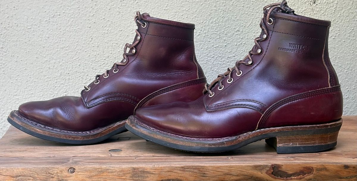 Photo by Sheparza on April 5, 2026 of the White's 350 Cruiser in Horween Burgundy Chromexcel.