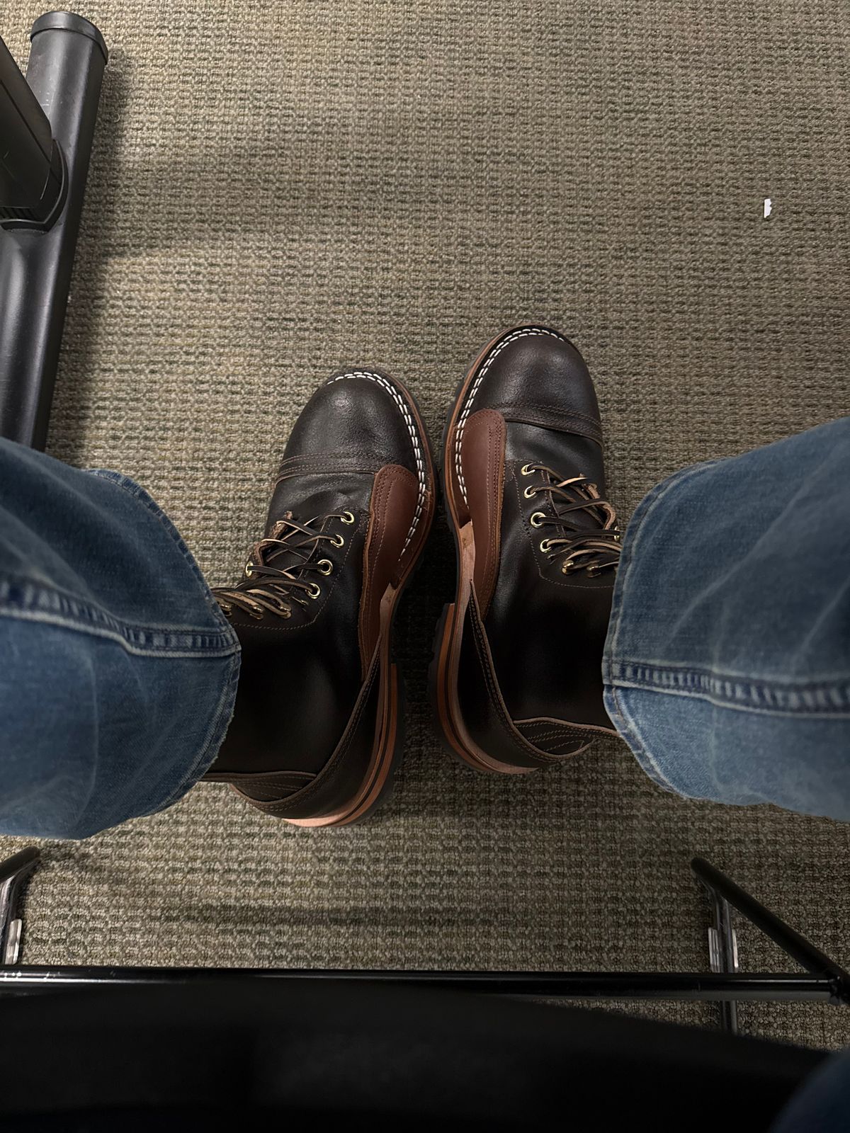 Photo by ReedFan on October 22, 2025 of the Nicks handmade Boots ND1 in Horween Brown Waxed Flesh.