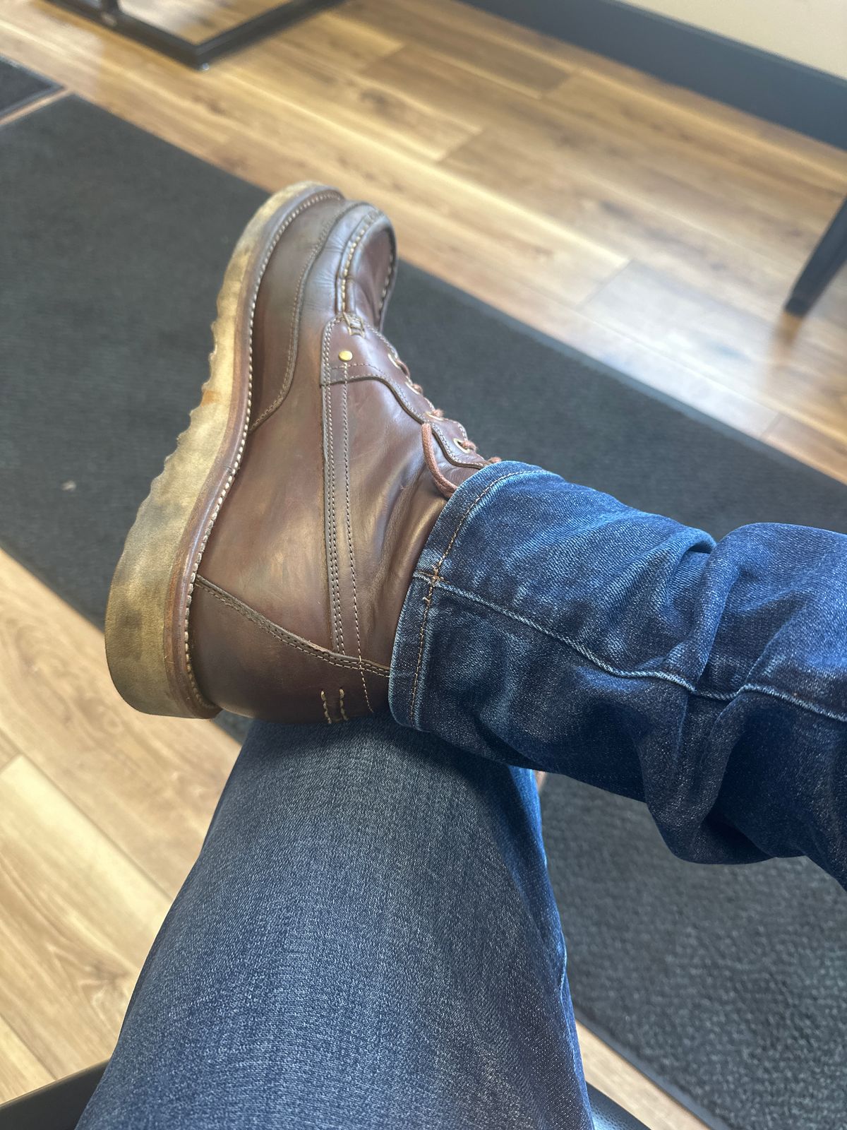 Photo by lacesonthelot on May 13, 2026 of the Grant Stone Field Boot in Horween Crimson Chromexcel.