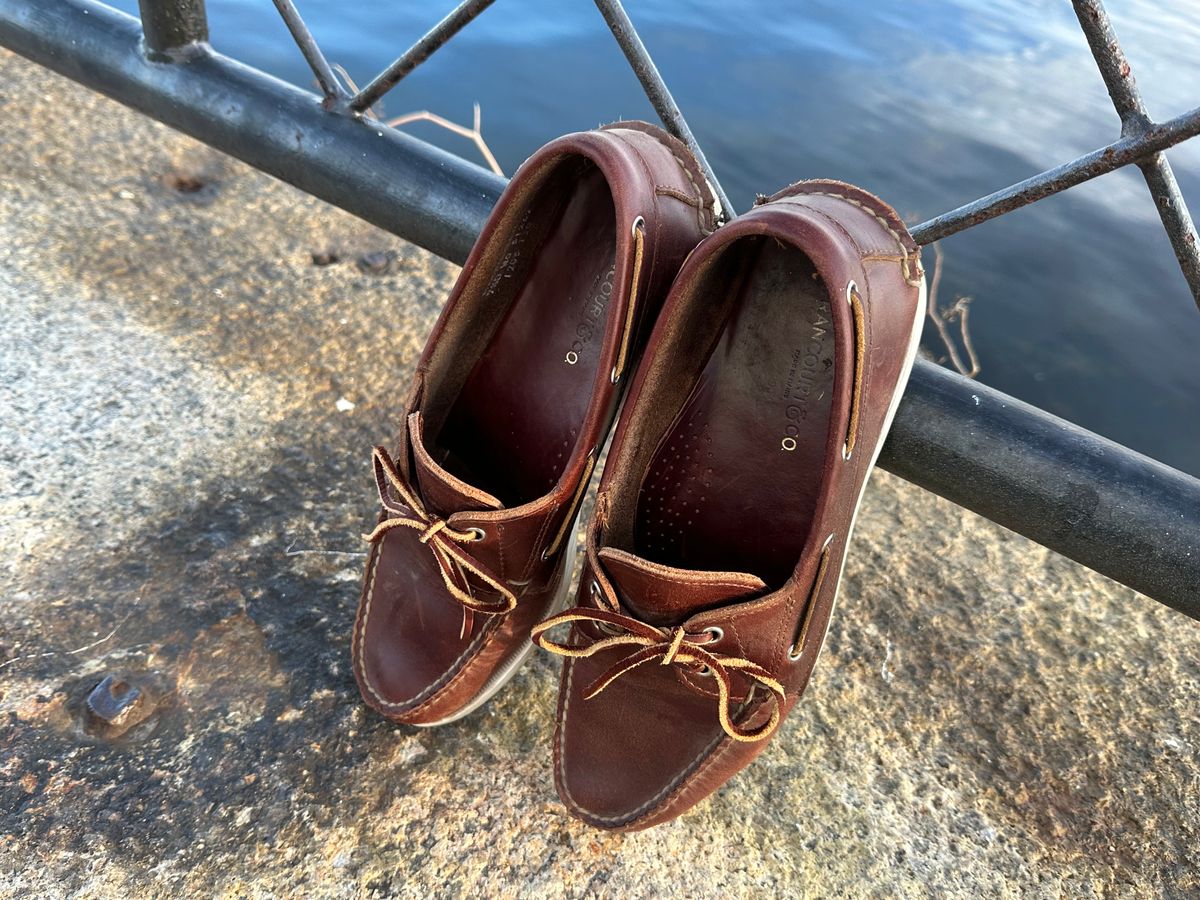 Photo by lacesonthelot on April 26, 2026 of the Rancourt & Co. Read Boat Shoe in Horween British Tan Chromexcel.