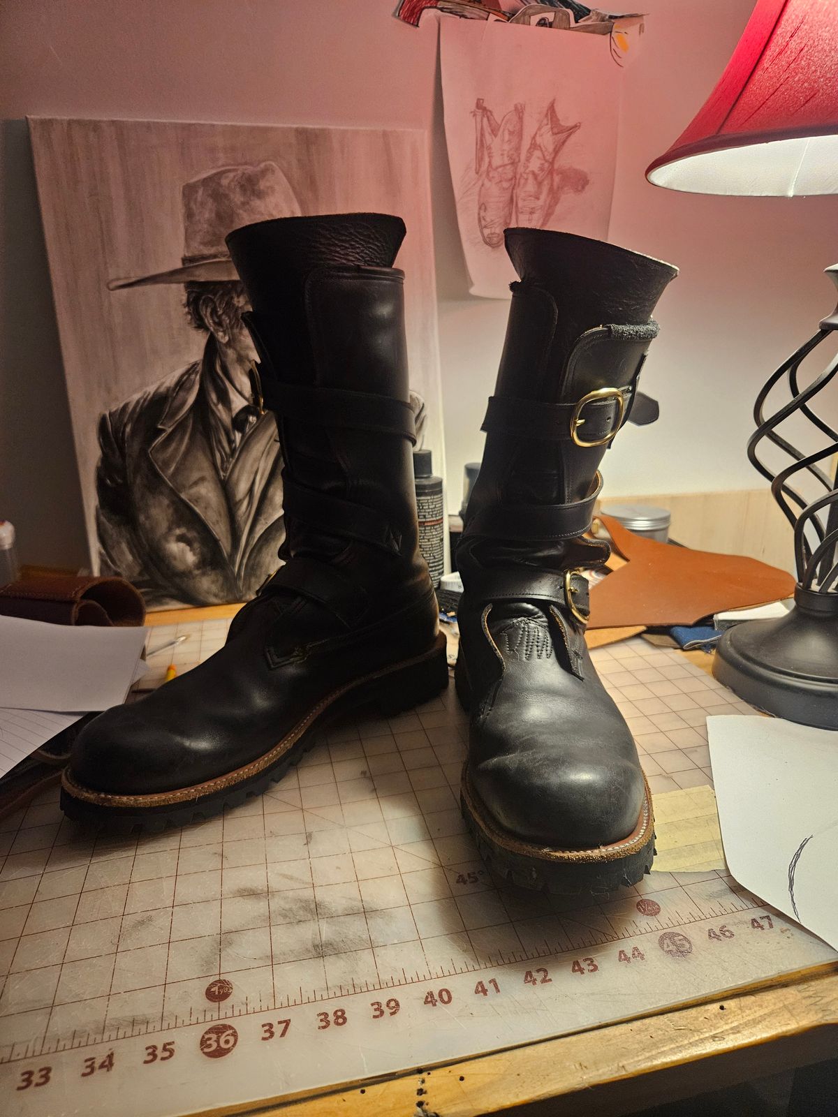 Photo by Jakesleather1505 on May 31, 2025 of the Unknown Maker Tanker in Unknown Black Leather Lined Throughout Boot.