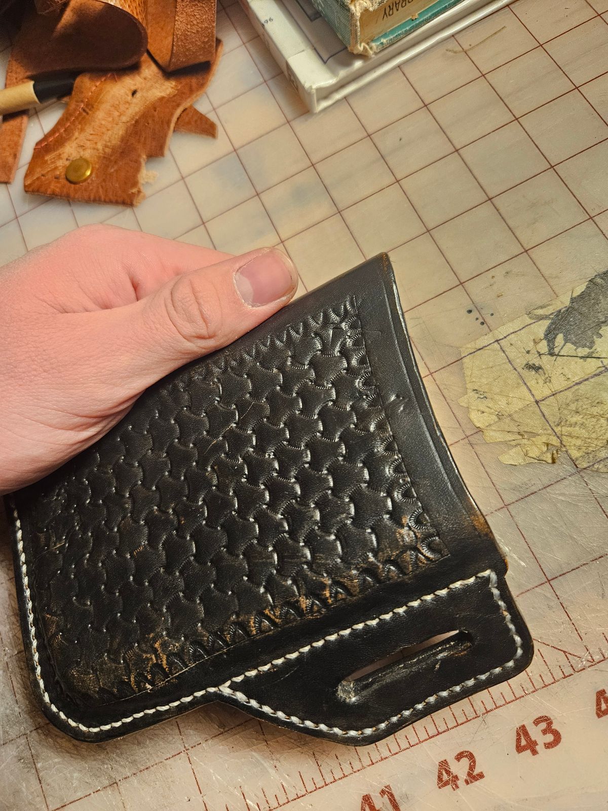 Photo by Jakesleather1505 on November 1, 2025 of the Self Made Phone Case in 3mm Natural Veg Tan.