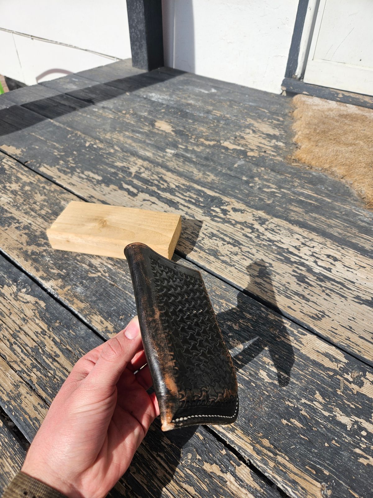 Photo by Jakesleather1505 on March 3, 2026 of the Self Made Phone Case in 3mm Natural Veg Tan.