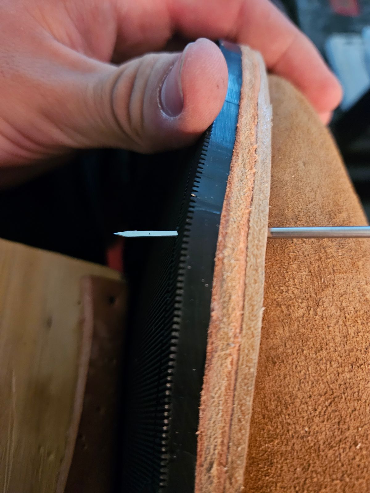 Photo by Jakesleather1505 on August 8, 2025 of the Self Made Cowboy Tanker in 6oz Russet Cowhide.