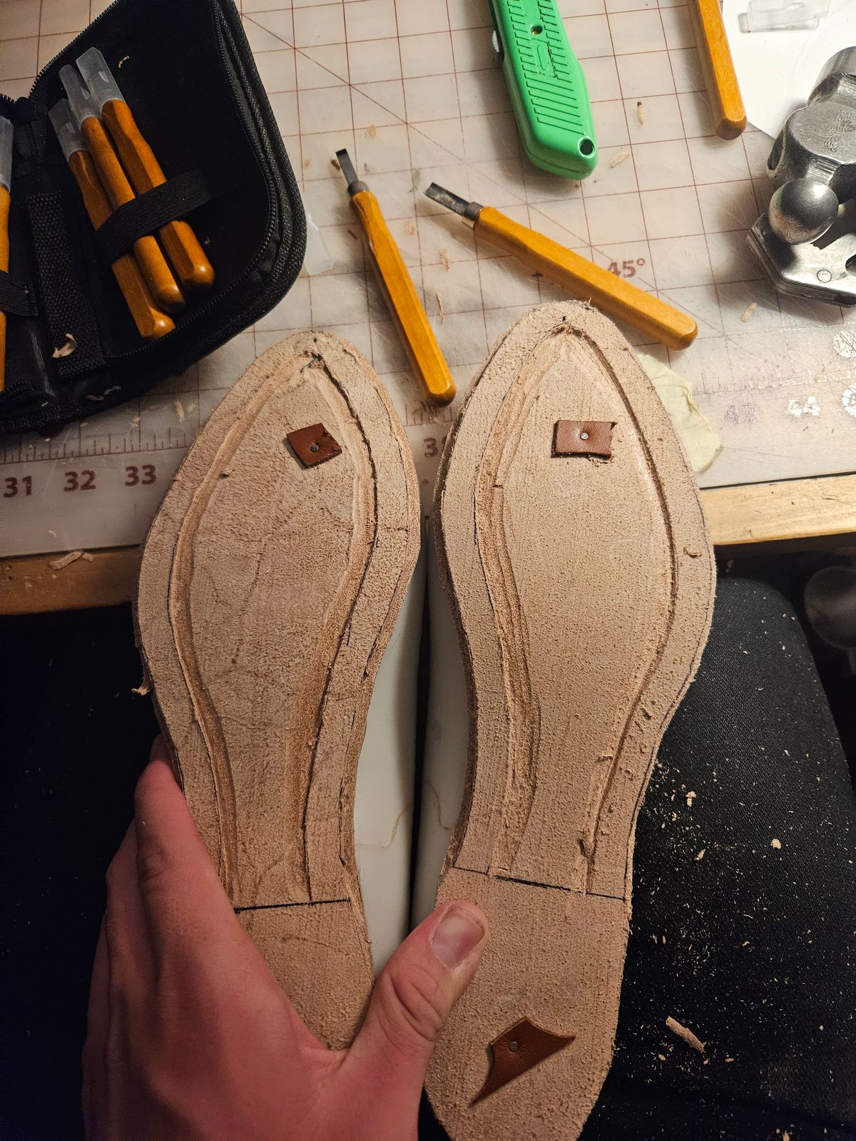 Photo by Jakesleather1505 on May 24, 2025 of the Self Made Tall Top Roper Last in 6oz Russet Cowhide.