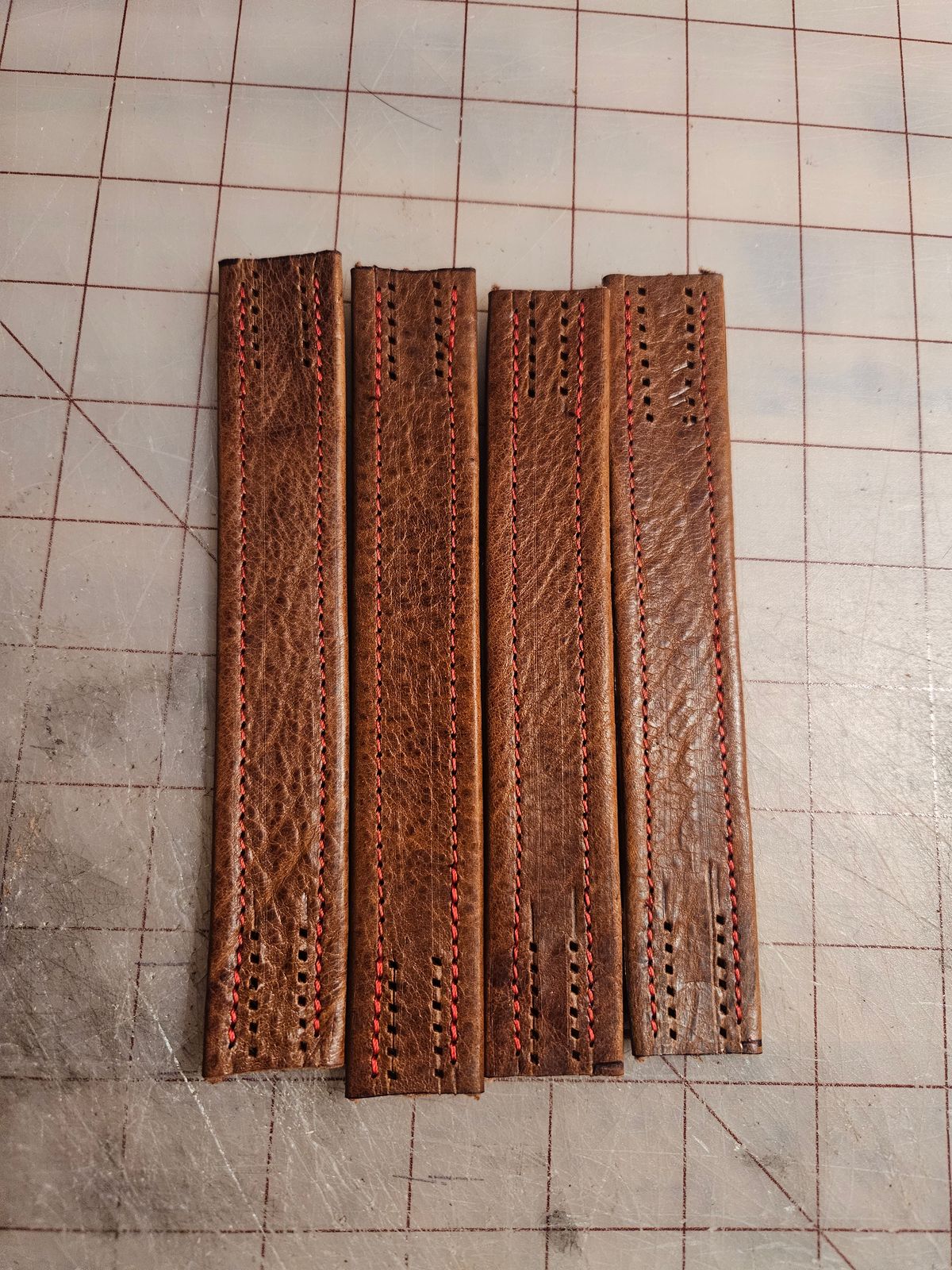 Photo by Jakesleather1505 on November 19, 2025 of the Self Made Full Rough Out Roper in 5-6oz Oil Tanned Cowhide From Scrap Bin.