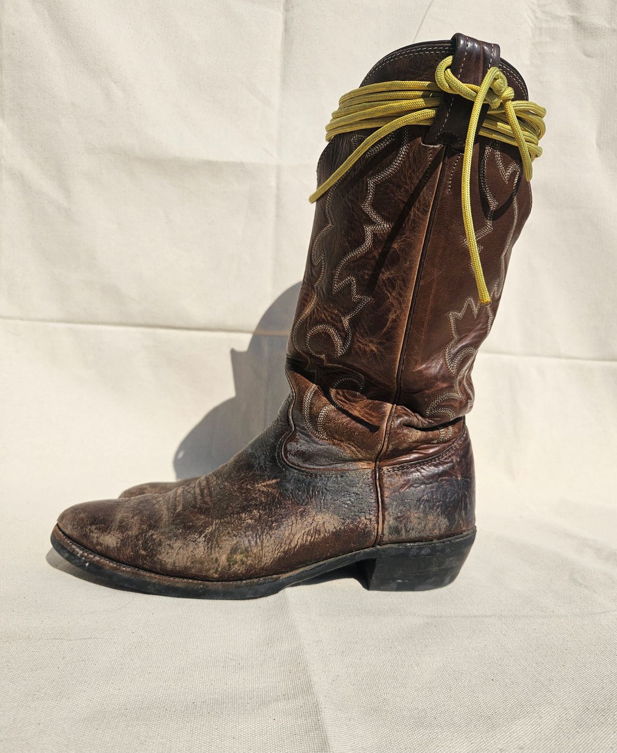 Photo by Jakesleather1505 on September 26, 2025 of the Nocona 6736 in Chocolate Bullhide And Oil Tanned Tops.