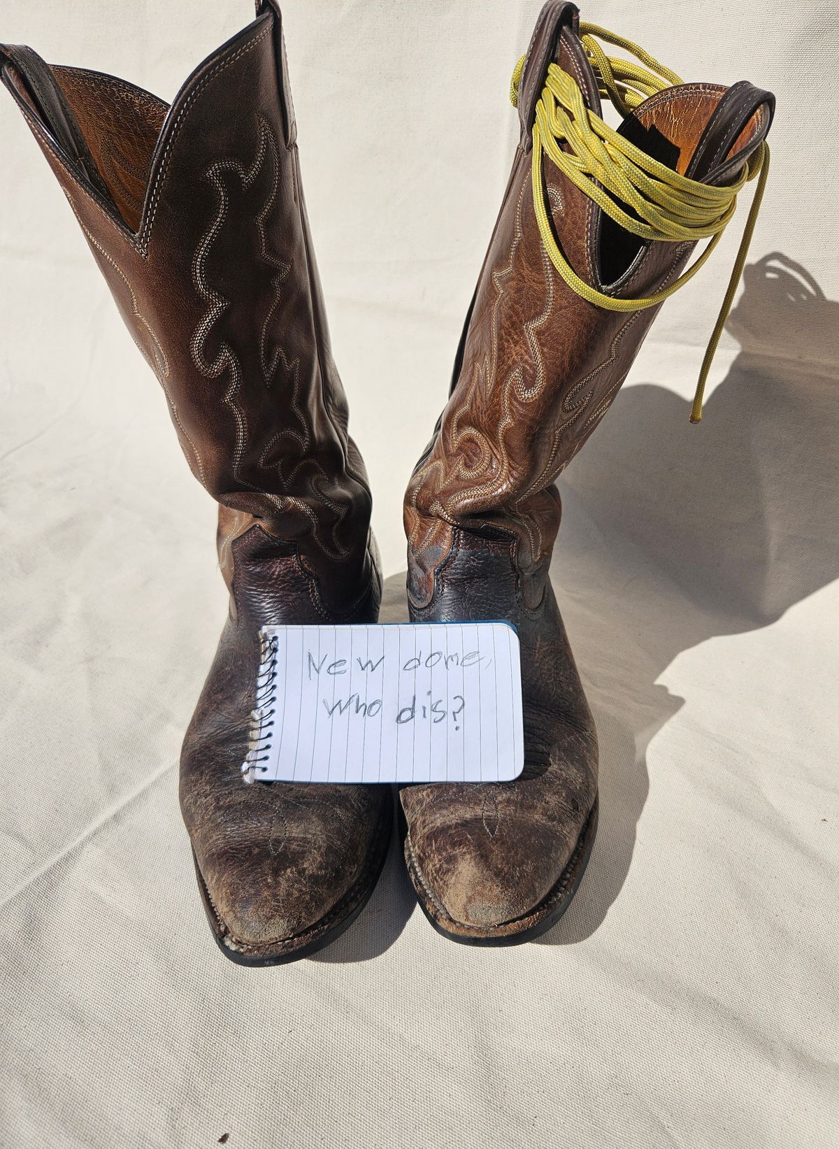 Photo by Jakesleather1505 on October 2, 2025 of the Nocona 6736 in Chocolate Bullhide And Oil Tanned Tops.