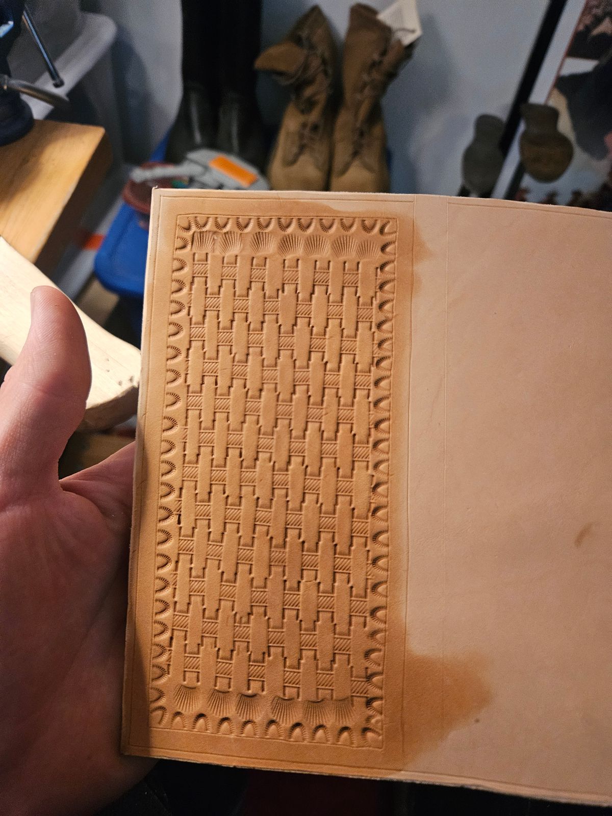 Photo by Jakesleather1505 on June 22, 2025 of the Self Made Long Wallet in 5oz Veg Tan Cowhide.