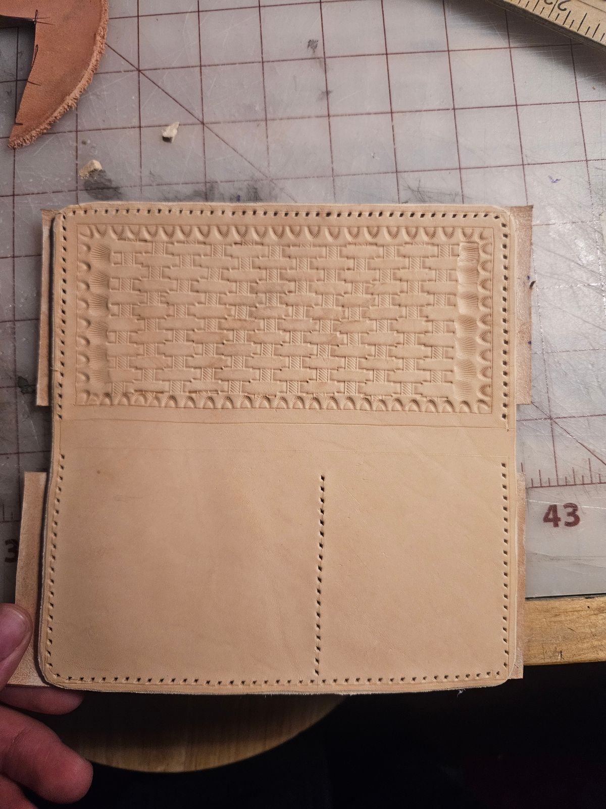 Photo by Jakesleather1505 on June 23, 2025 of the Self Made Long Wallet in 5oz Veg Tan Cowhide.