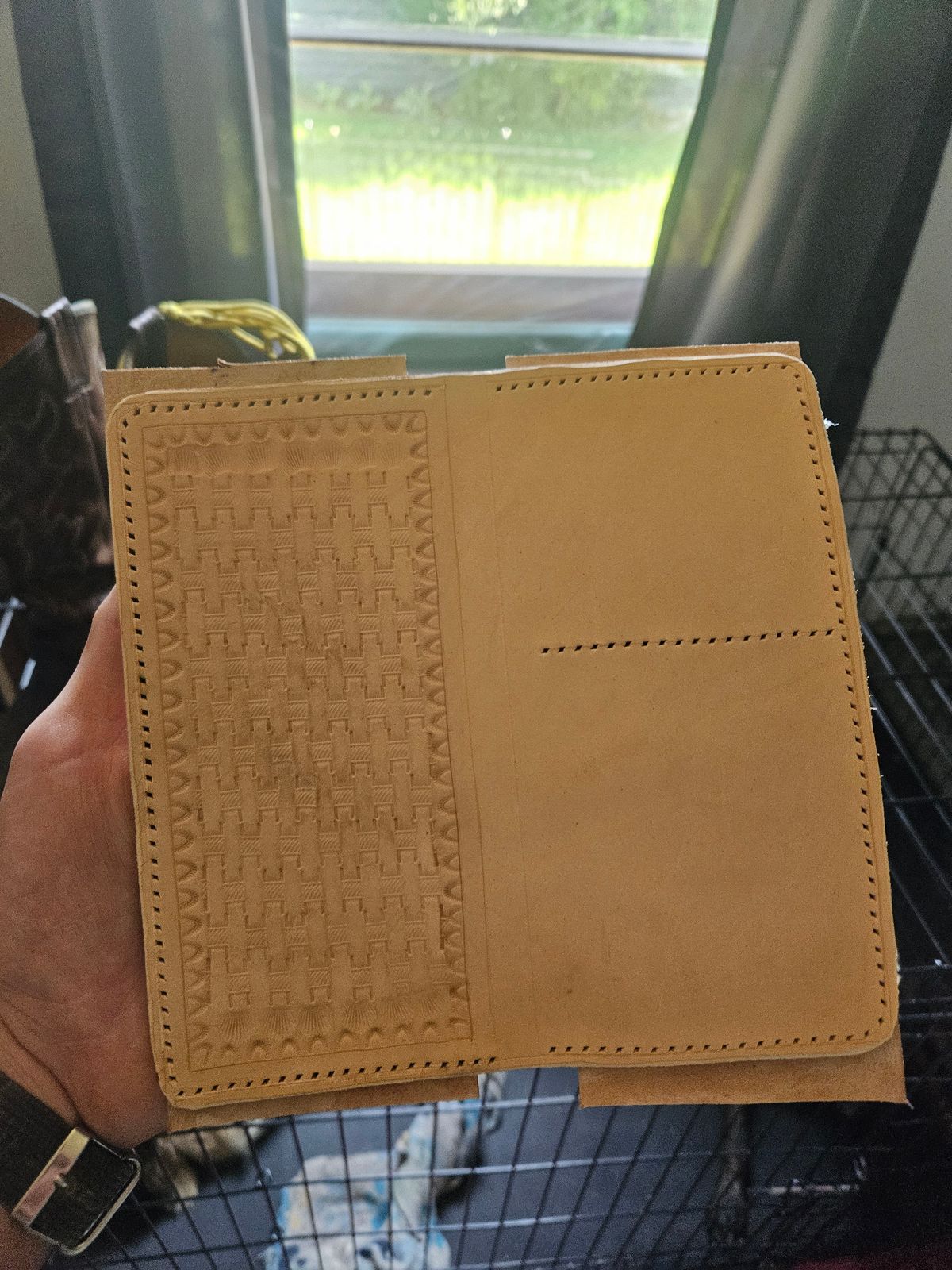 Photo by Jakesleather1505 on June 23, 2025 of the Self Made Long Wallet in 5oz Veg Tan Cowhide.