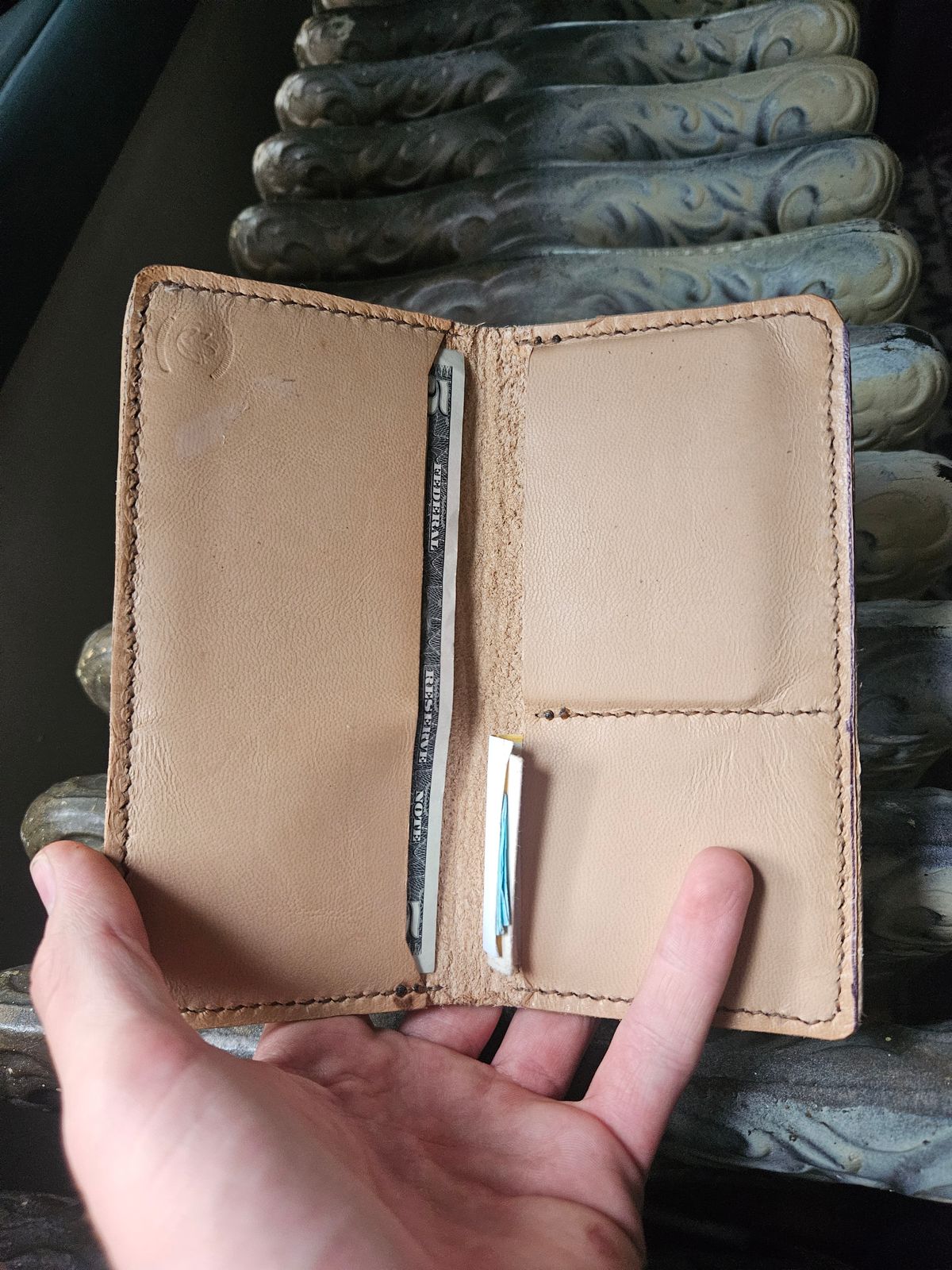 Photo by Jakesleather1505 on June 27, 2025 of the Self Made Long Wallet in 5oz Veg Tan Cowhide.