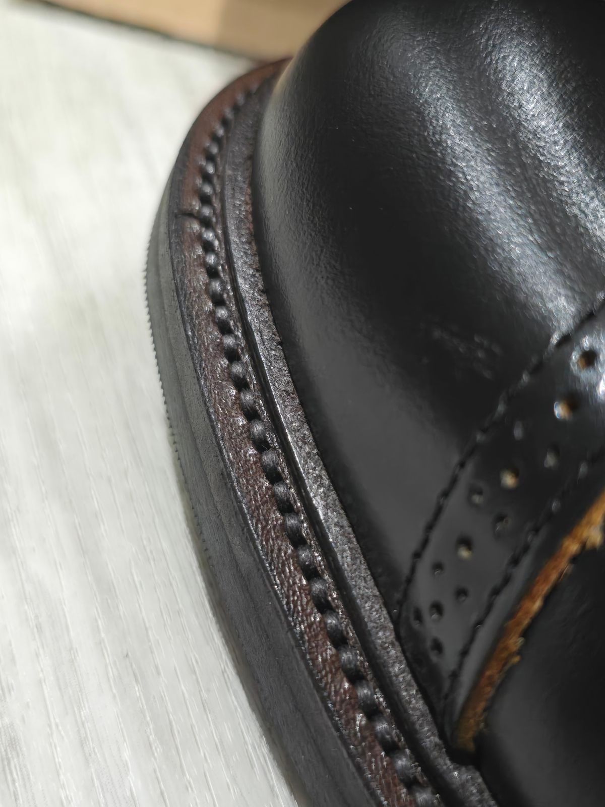 Photo by ZChua on November 9, 2024 of the Luosjiet Captoe Service Boot in Black Teacore OTA Cowhide.