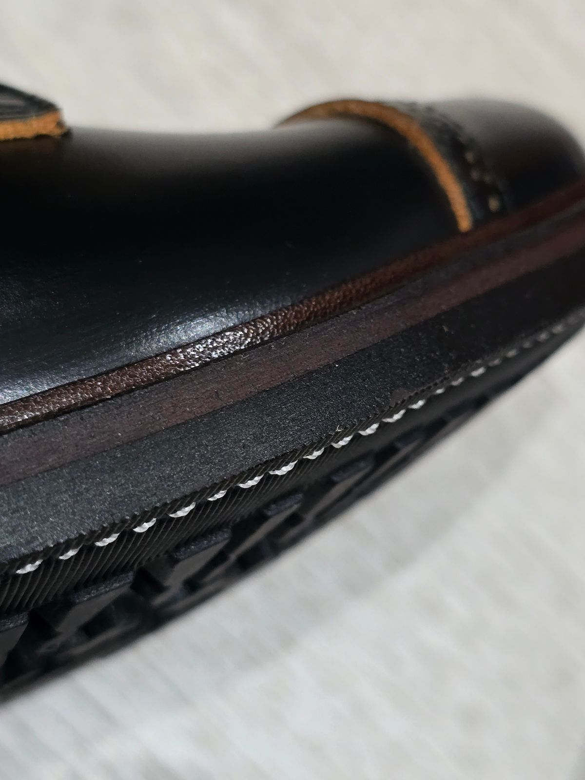 Photo by ZChua on November 9, 2024 of the Luosjiet Captoe Service Boot in Black Teacore OTA Cowhide.