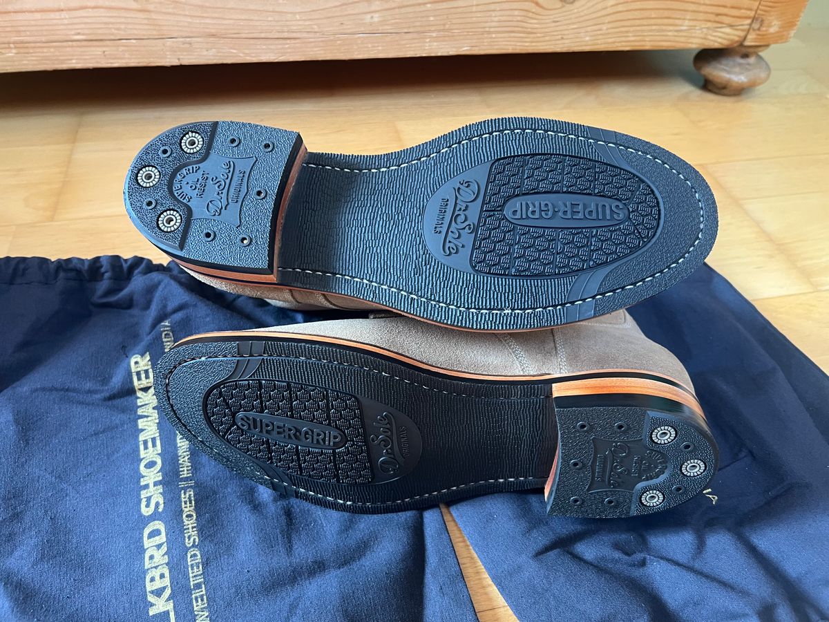 Photo by Florianfloorwalker on March 10, 2026 of the Blkbrd Shoemaker Boondockers in Horween Natural Chromexcel Roughout.