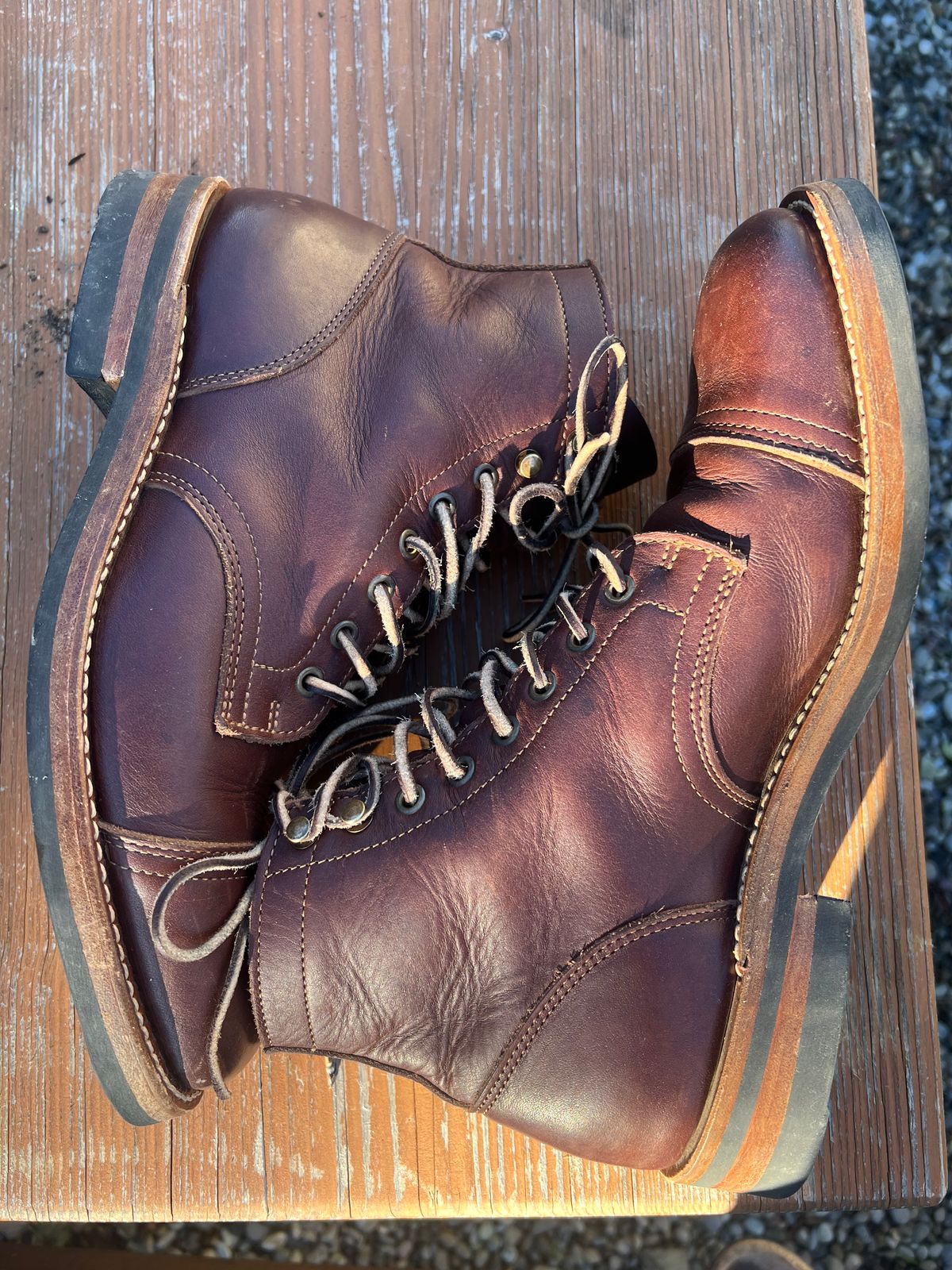 Photo by Florianfloorwalker on November 5, 2025 of the Truman Cap Toe Boot in Brown Rufian.