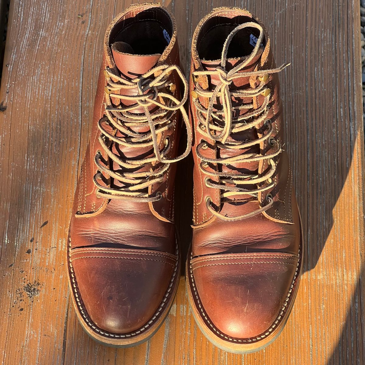 Photo by Florianfloorwalker on November 5, 2025 of the Truman Cap Toe Boot in Brown Rufian.