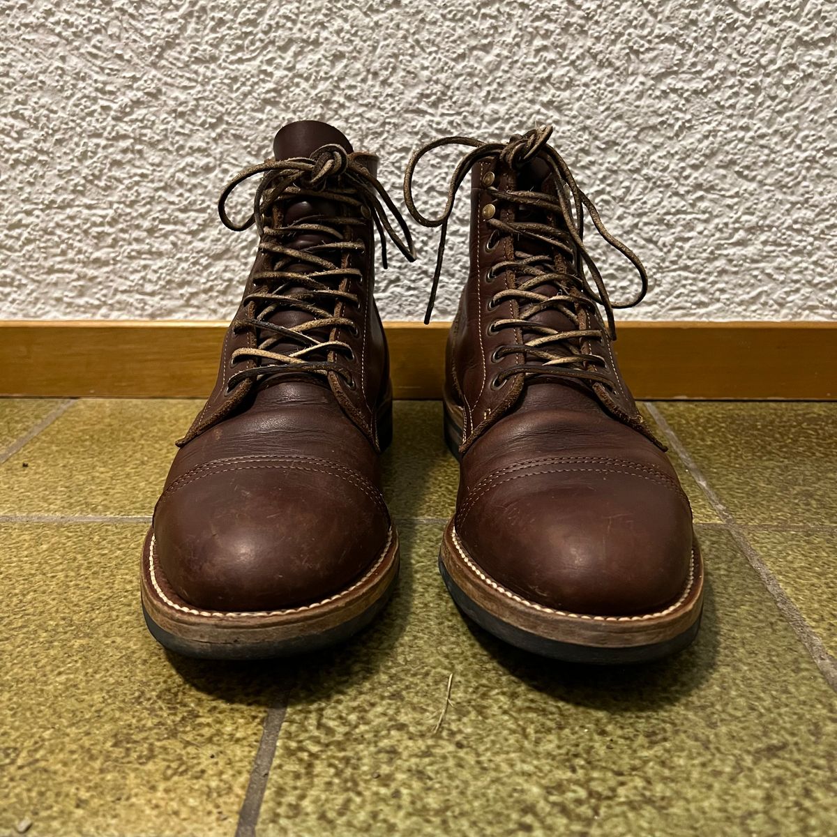 Photo by Florianfloorwalker on December 5, 2025 of the Truman Cap Toe Boot in Brown Rufian.