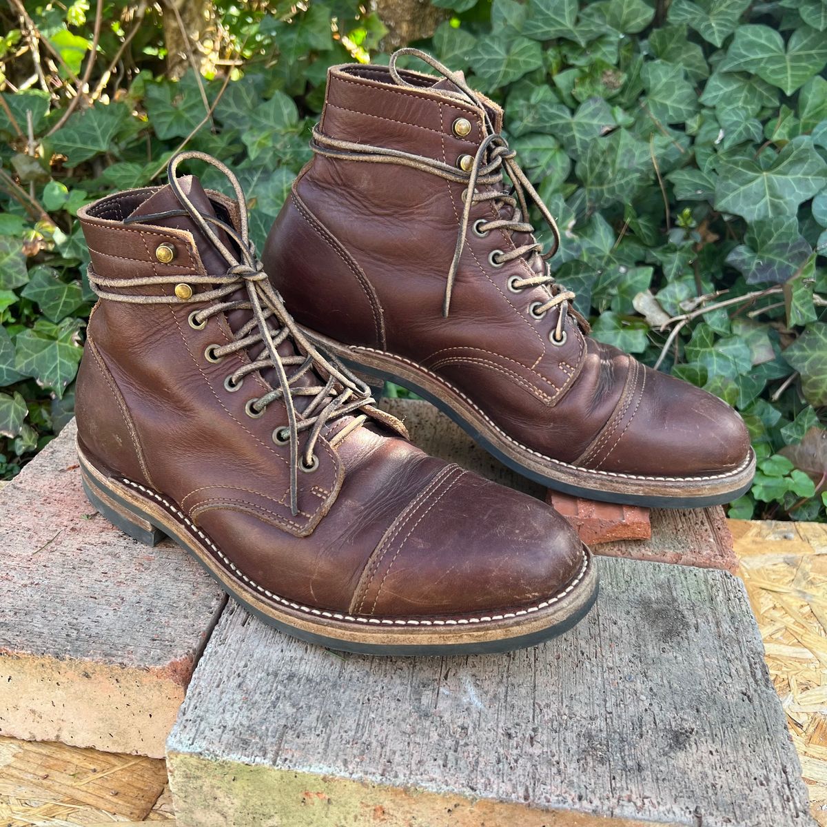 Photo by Florianfloorwalker on April 4, 2026 of the Truman Cap Toe Boot in Brown Rufian.