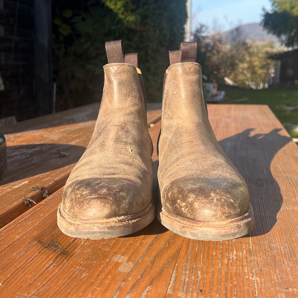 Photo by Florianfloorwalker on November 5, 2025 of the Meermin Chelsea Boot in C.F. Stead Gaucho Waxy Kudu.