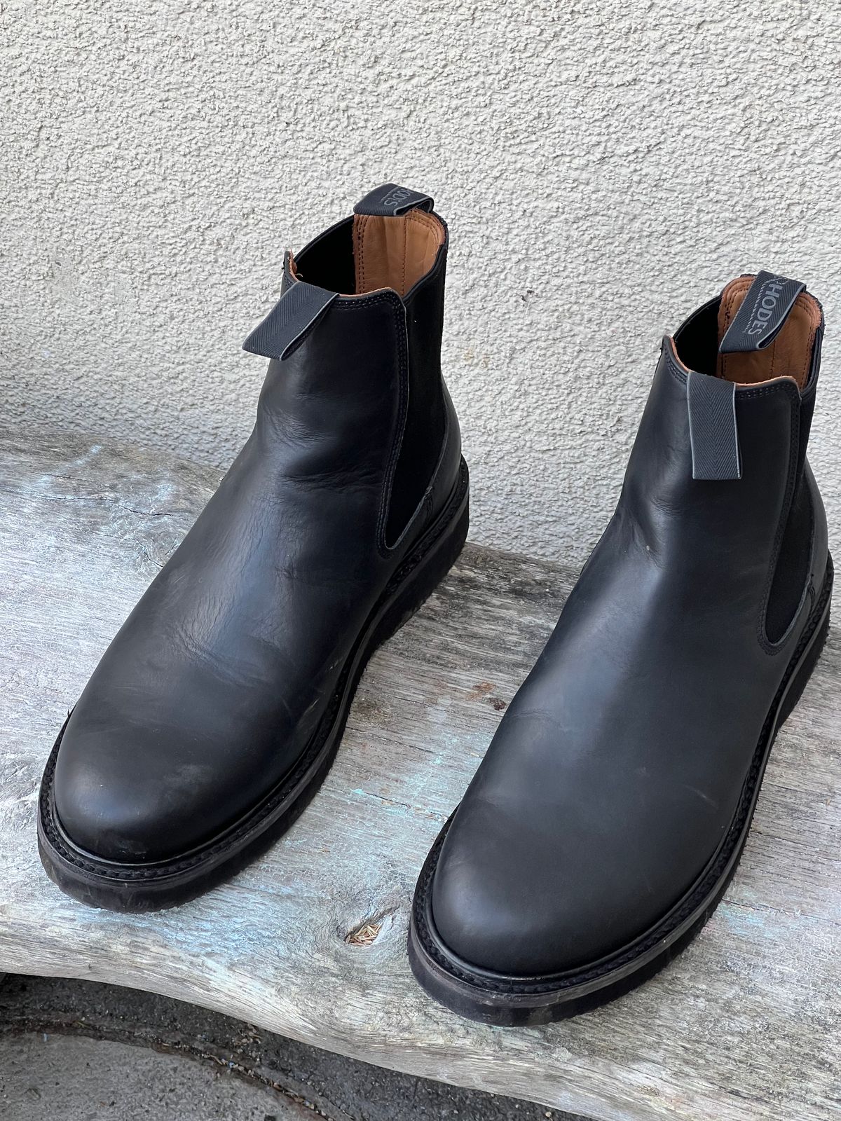Photo by Florianfloorwalker on March 31, 2025 of the Rhodes Footwear Boone Wedge Chelsea Boot in LWG-certified bovine leathers.