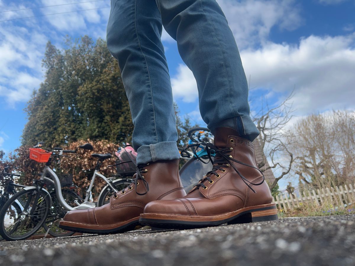 Photo by Florianfloorwalker on March 31, 2025 of the White's MP-Sherman Toe Cap in Maryam Toscanello Horsebutt.