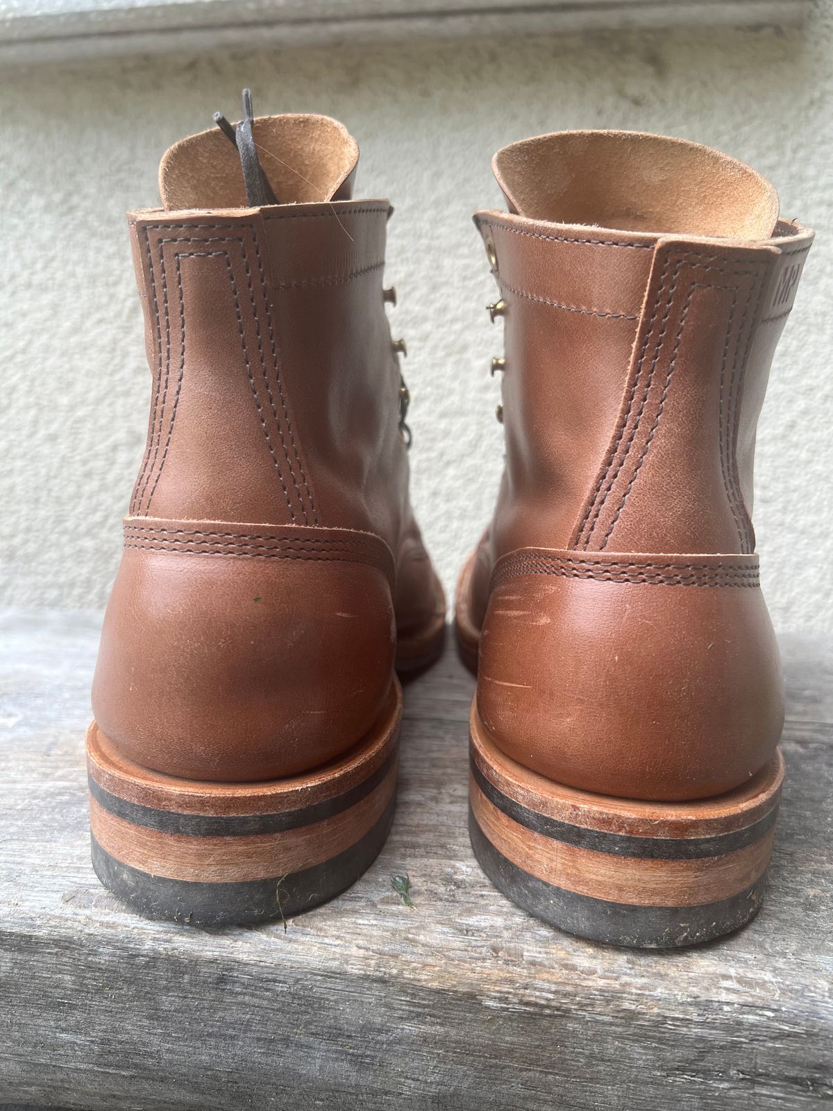 Photo by Florianfloorwalker on May 3, 2025 of the White's MP-Sherman Toe Cap in Maryam Toscanello Horsebutt.