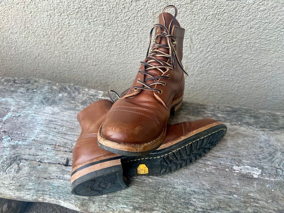 Photo by Florianfloorwalker on June 9, 2025 of the White's MP-Sherman Toe Cap in Maryam Toscanello Horsebutt.