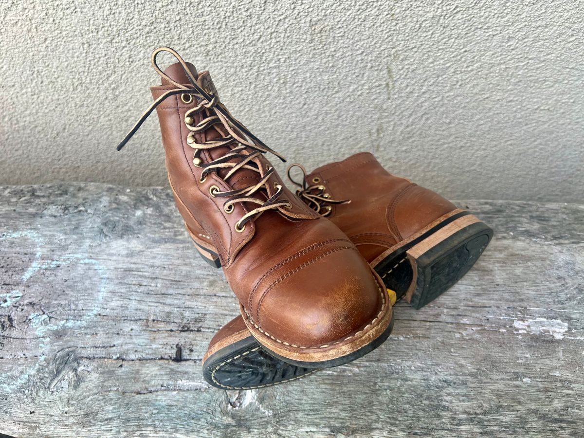 Photo by Florianfloorwalker on June 9, 2025 of the White's MP-Sherman Toe Cap in Maryam Toscanello Horsebutt.