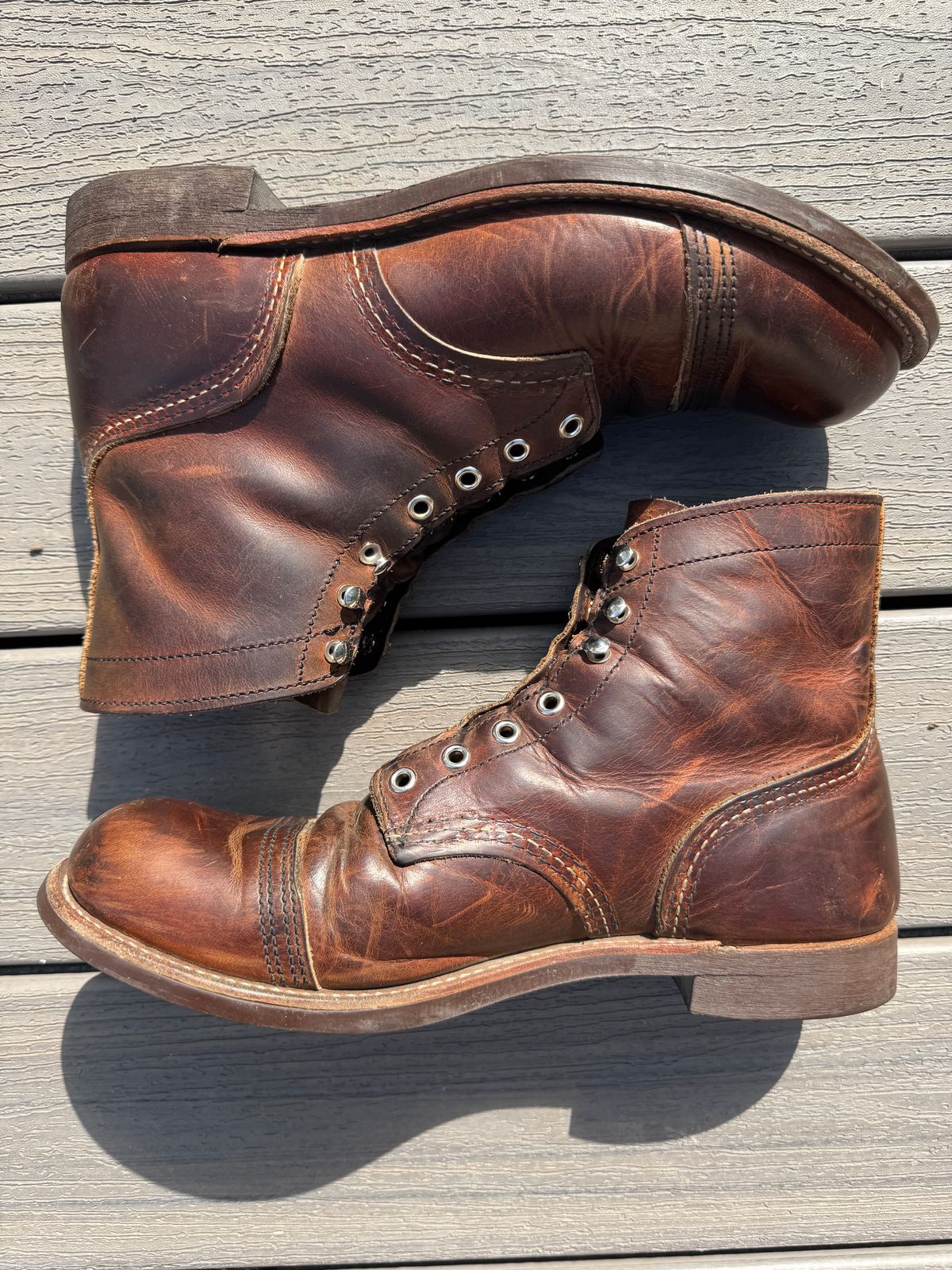 Photo by Jwilliams on August 16, 2025 of the Red Wing Iron Ranger in S.B. Foot Copper Rough and Tough.