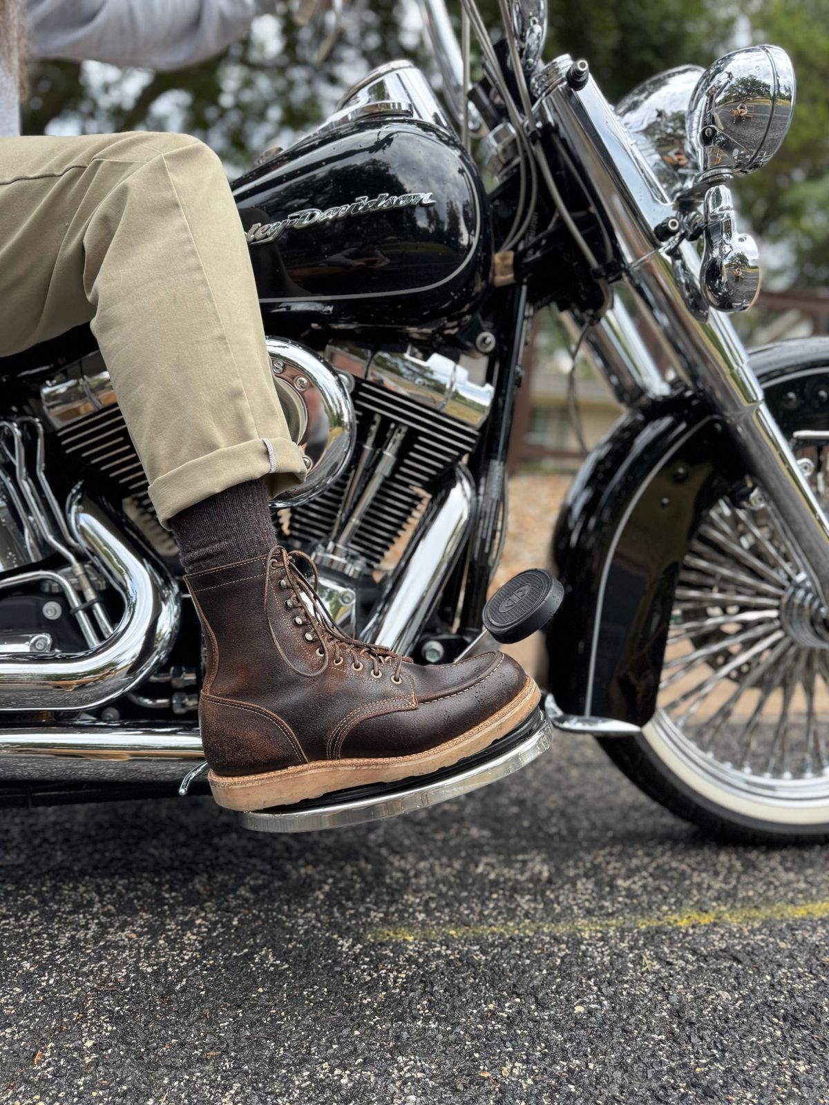 Photo by Jwilliams on November 1, 2025 of the Truman Moc Toe Upland in Horween Java Waxed Flesh.