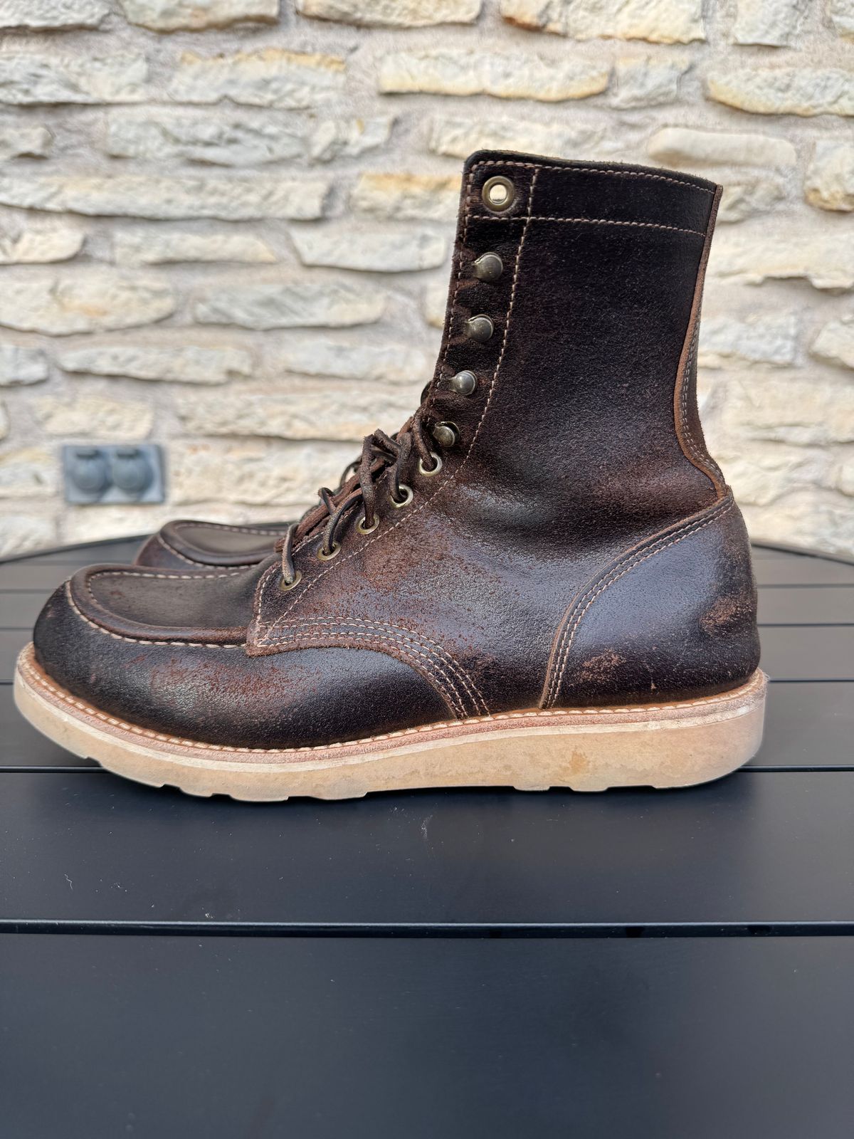 Photo by Jwilliams on November 1, 2025 of the Truman Moc Toe Upland in Horween Java Waxed Flesh.