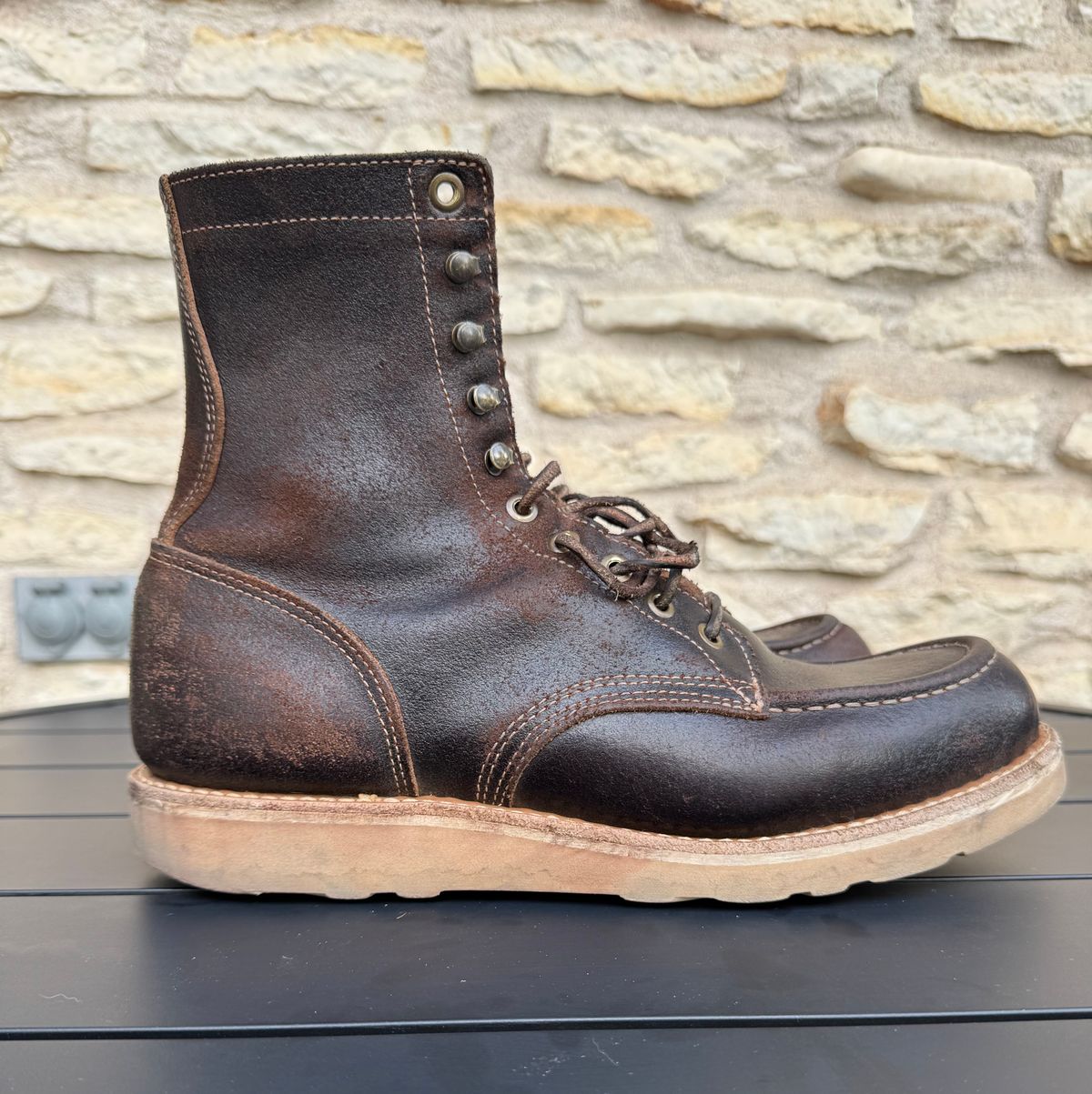 Photo by Jwilliams on November 1, 2025 of the Truman Moc Toe Upland in Horween Java Waxed Flesh.