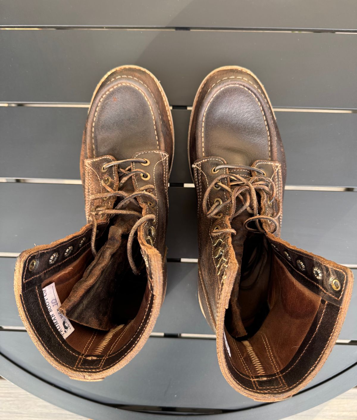 Photo by Jwilliams on November 1, 2025 of the Truman Moc Toe Upland in Horween Java Waxed Flesh.
