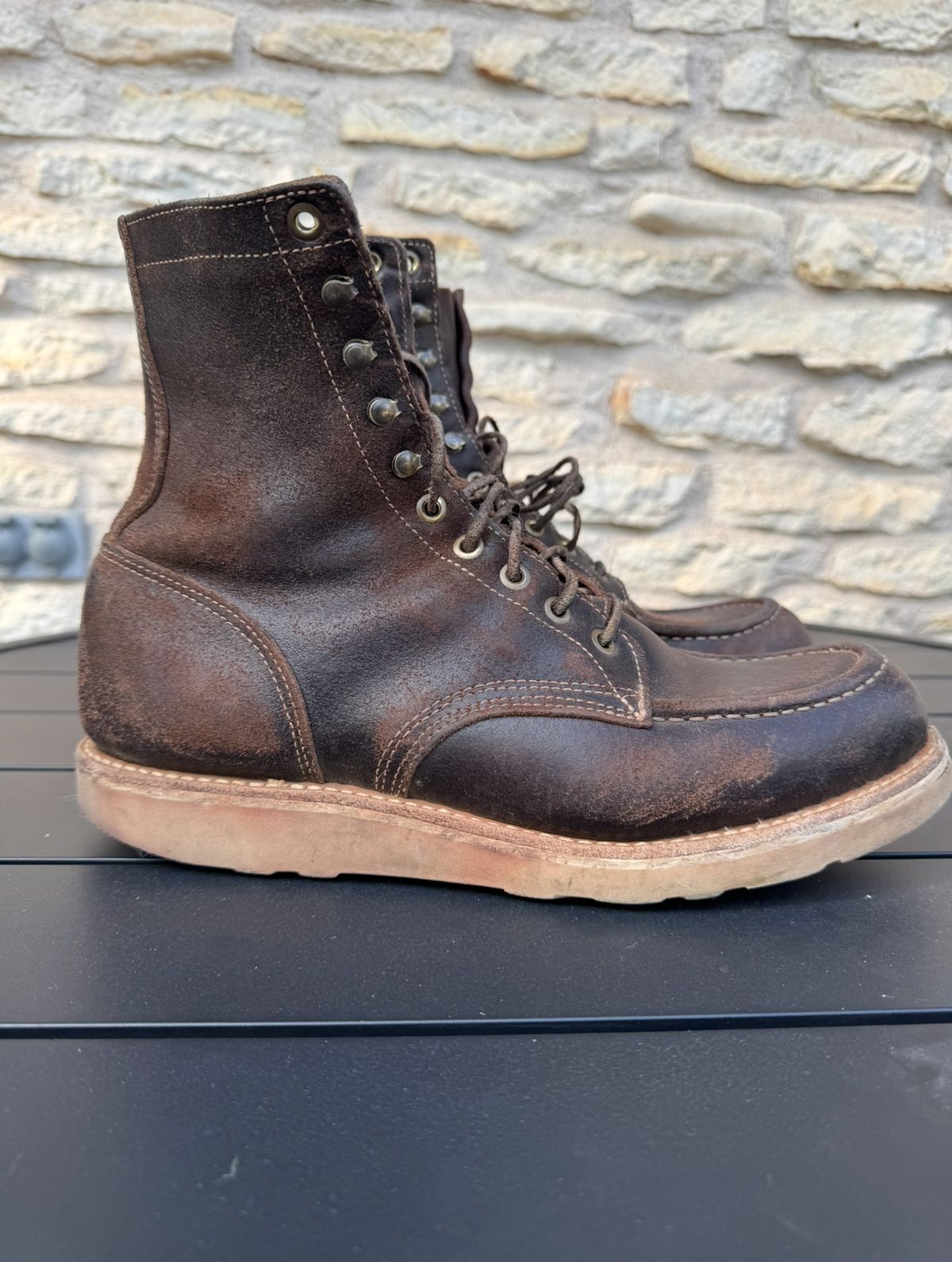 Photo by Jwilliams on December 2, 2025 of the Truman Moc Toe Upland in Horween Java Waxed Flesh.