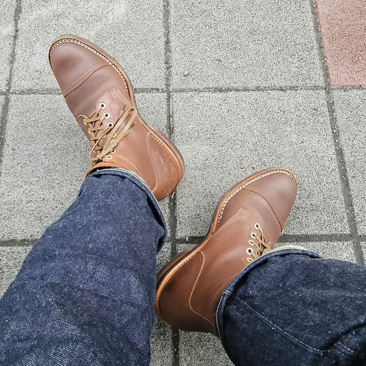 Photo by momatw on April 24, 2026 of the Viberg Service Boot in Horween Natural Waxed Flesh.