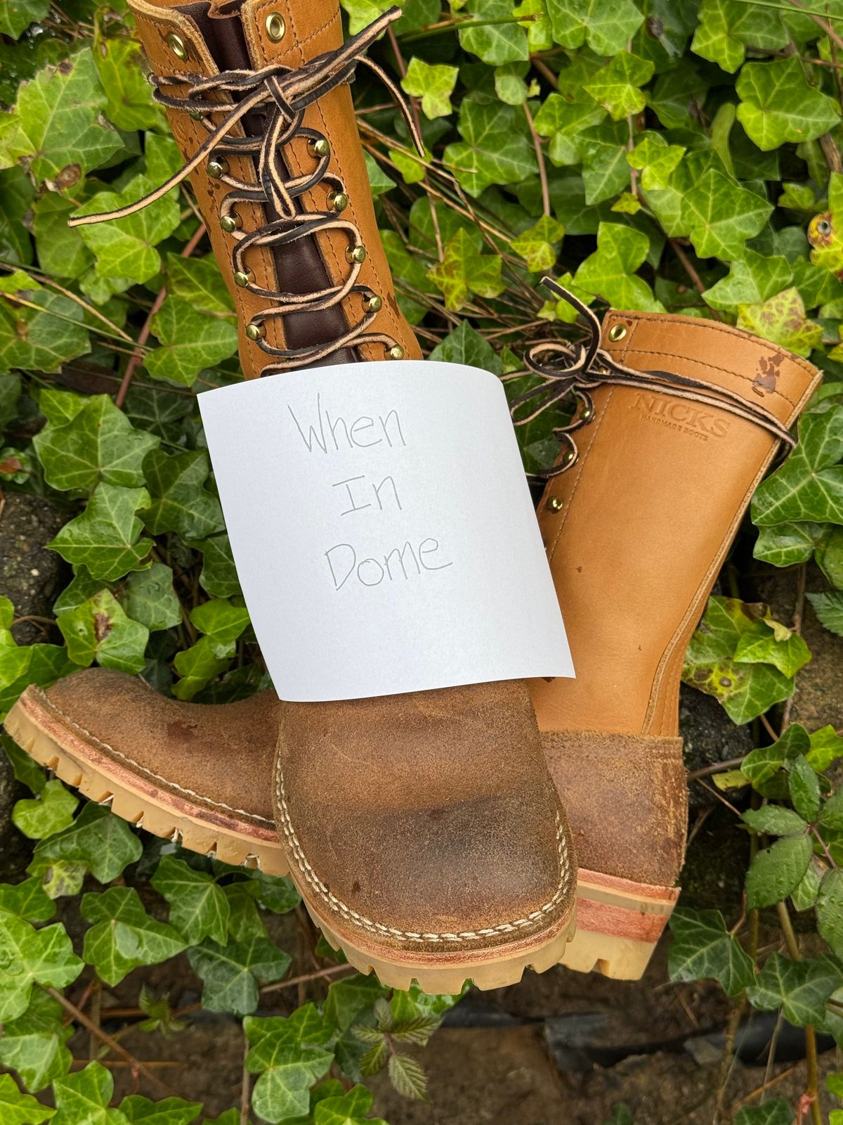 Photo by Termsxofxuse on November 1, 2024 of the Nicks DomePro in Seidel 1964 Tan & Seidel 1964 Tan Roughout.