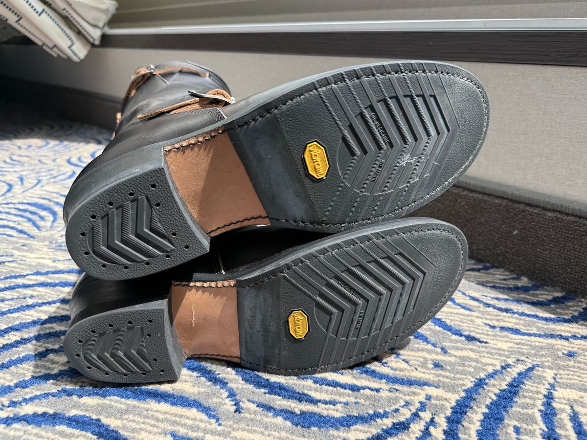 Photo by kronograf on October 20, 2025 of the Addict Boots AB-01 Engineer Boots in Maryam Black Horsebutt.