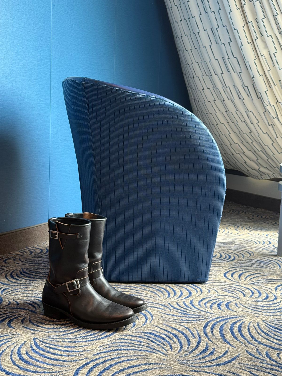 Photo by kronograf on October 20, 2025 of the Addict Boots AB-01 Engineer Boots in Maryam Black Horsebutt.