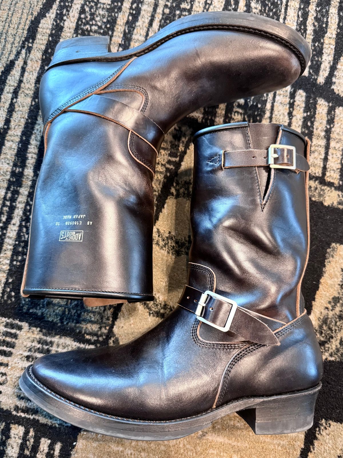 Photo by kronograf on February 2, 2026 of the Addict Boots AB-01 Engineer Boots in Maryam Black Horsebutt.