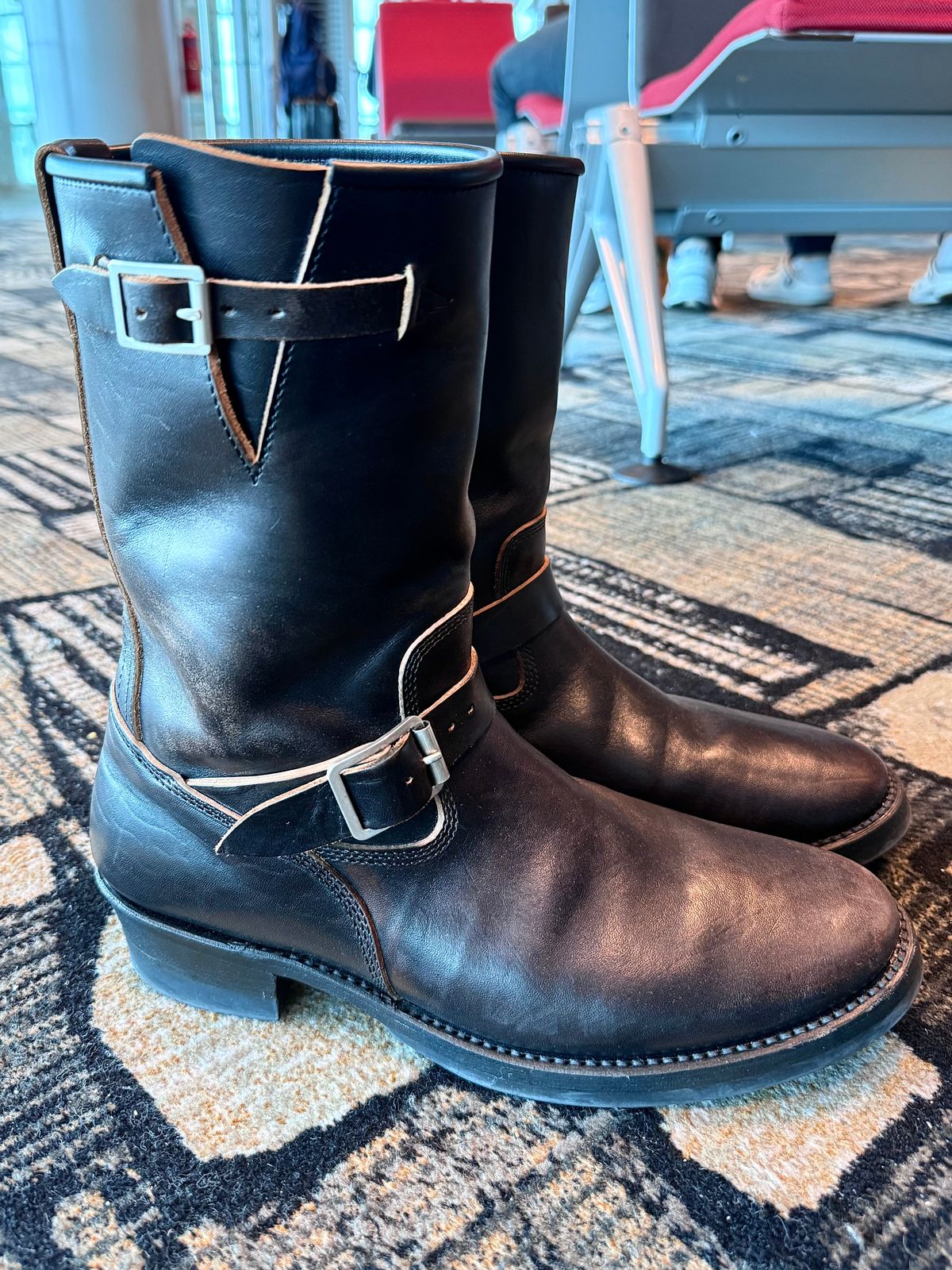 Photo by kronograf on February 2, 2026 of the Addict Boots AB-01 Engineer Boots in Maryam Black Horsebutt.