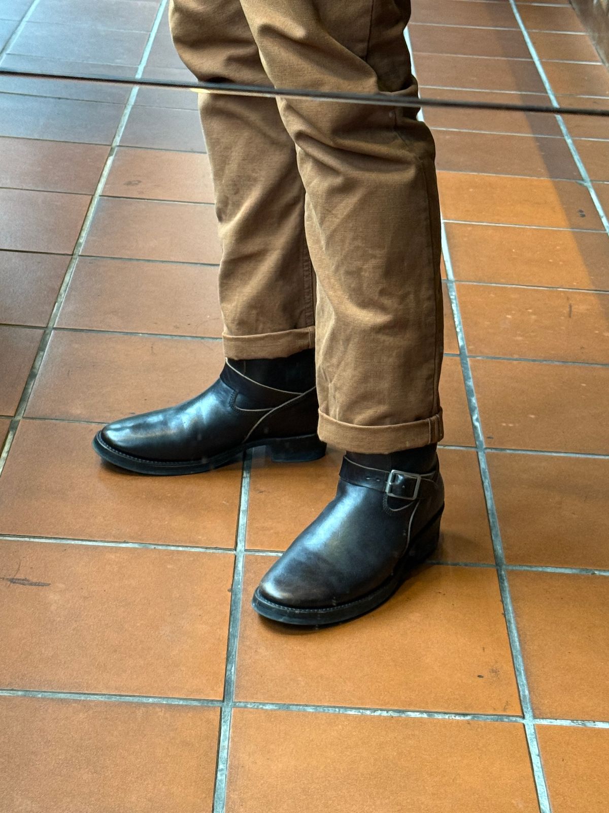 Photo by kronograf on February 5, 2026 of the Addict Boots AB-01 Engineer Boots in Maryam Black Horsebutt.