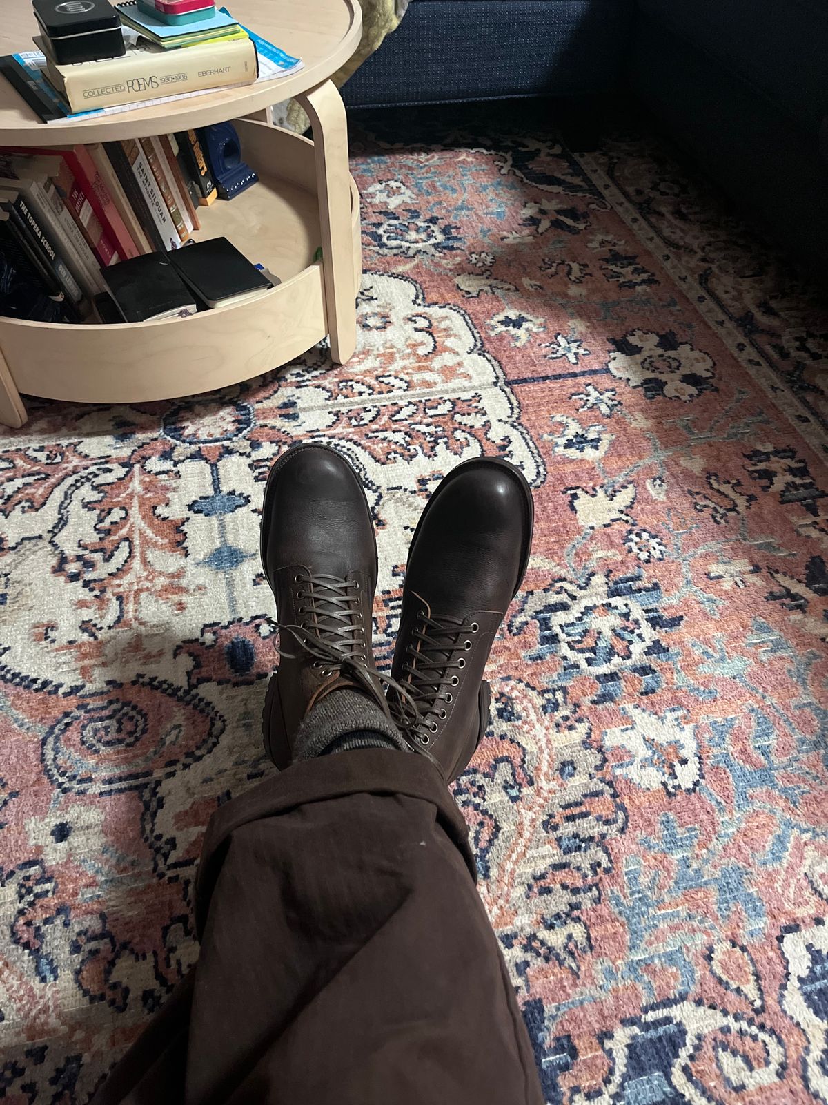 Photo by peckinpaws on March 27, 2025 of the Viberg Service Boot in C.F. Stead Zulu Waxed Kudu.