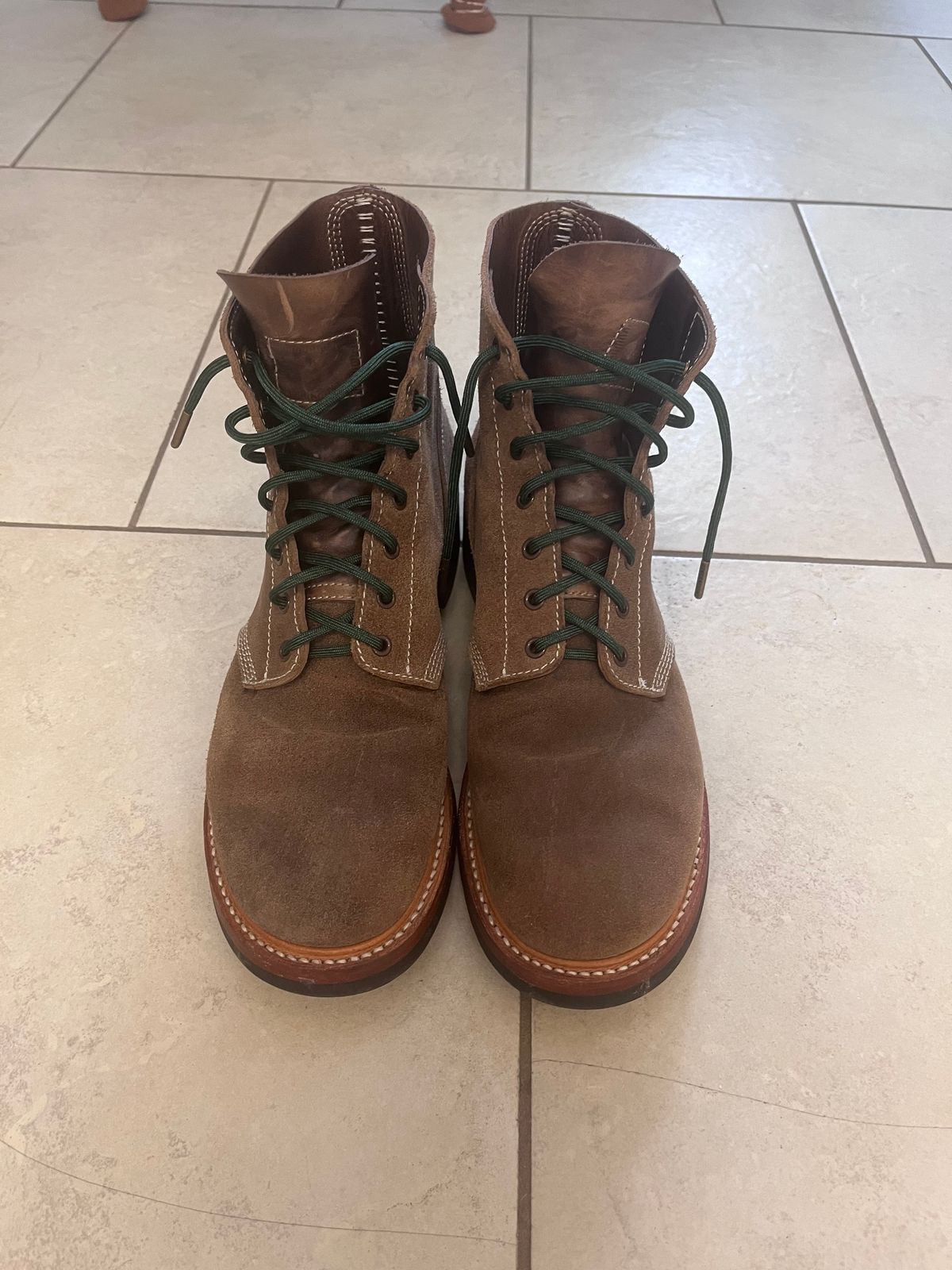 Photo by peckinpaws on May 2, 2025 of the John Lofgren M-43 Service Shoes in Horween Natural Chromexcel Roughout.